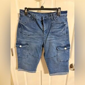 Women's Blue Denim Cargo Shorts